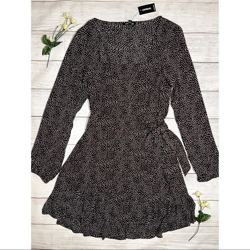 EXPRESS Square Neck Ruffle Wrap Dress - Picture 11 of 16
